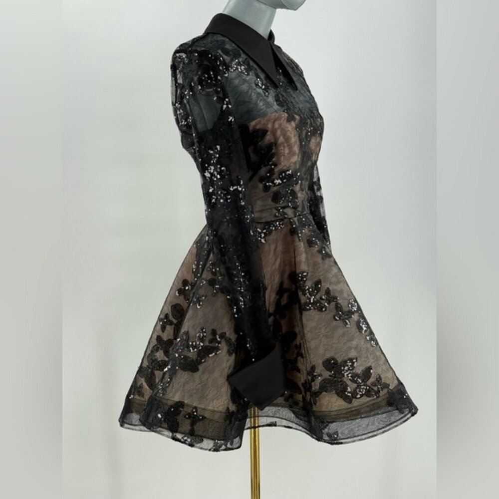 🆕 BRONX & BANCO 🧿 NWOT Maraya Jasmine Black Sequin Lace Mini Dress, Sz M US 6 - Picture 5 of 16